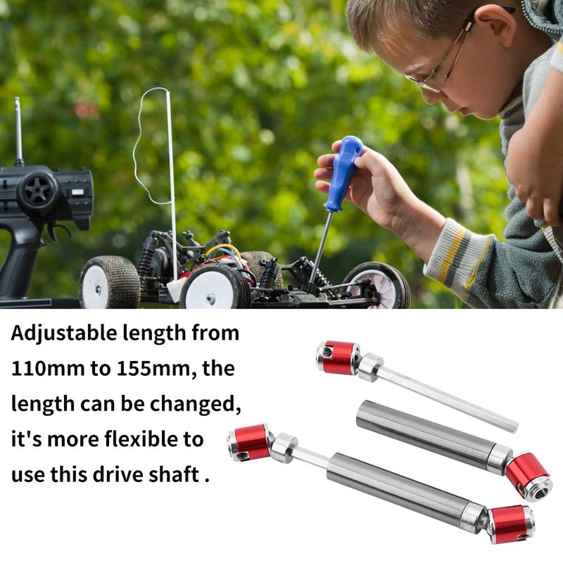 fosa 2Pcs Stainless Steel Drive Shaft for RC Crawler Car, 110-155mm Metal CVD Universal Drive Shaft for SCX10 CC01 D90 D110 RC Crawler Car - Image 5